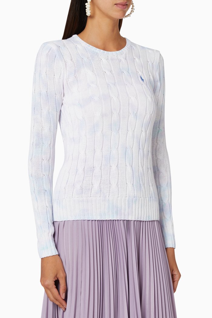 

Tie-Dye Cable-Knit Cotton Jumper, White