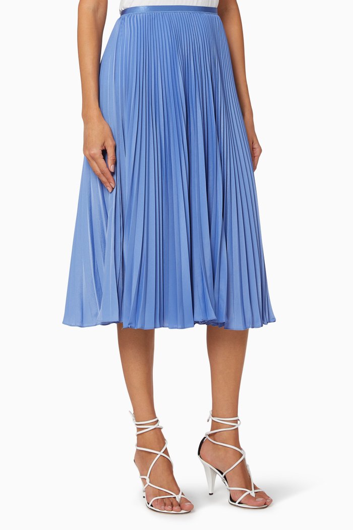 

Pleated Georgette Midi Skirt, Blue
