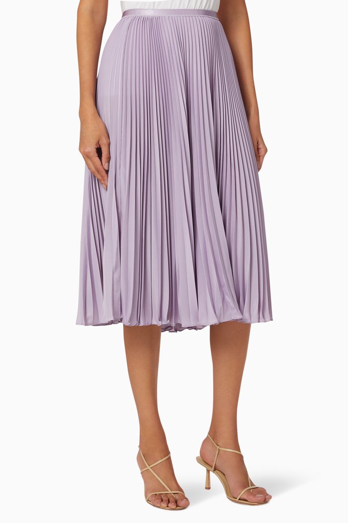 

Pleated Georgette Midi Skirt, Purple