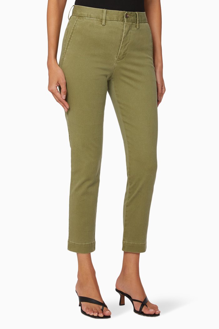 

Stretch Cotton Slim Pants, Green