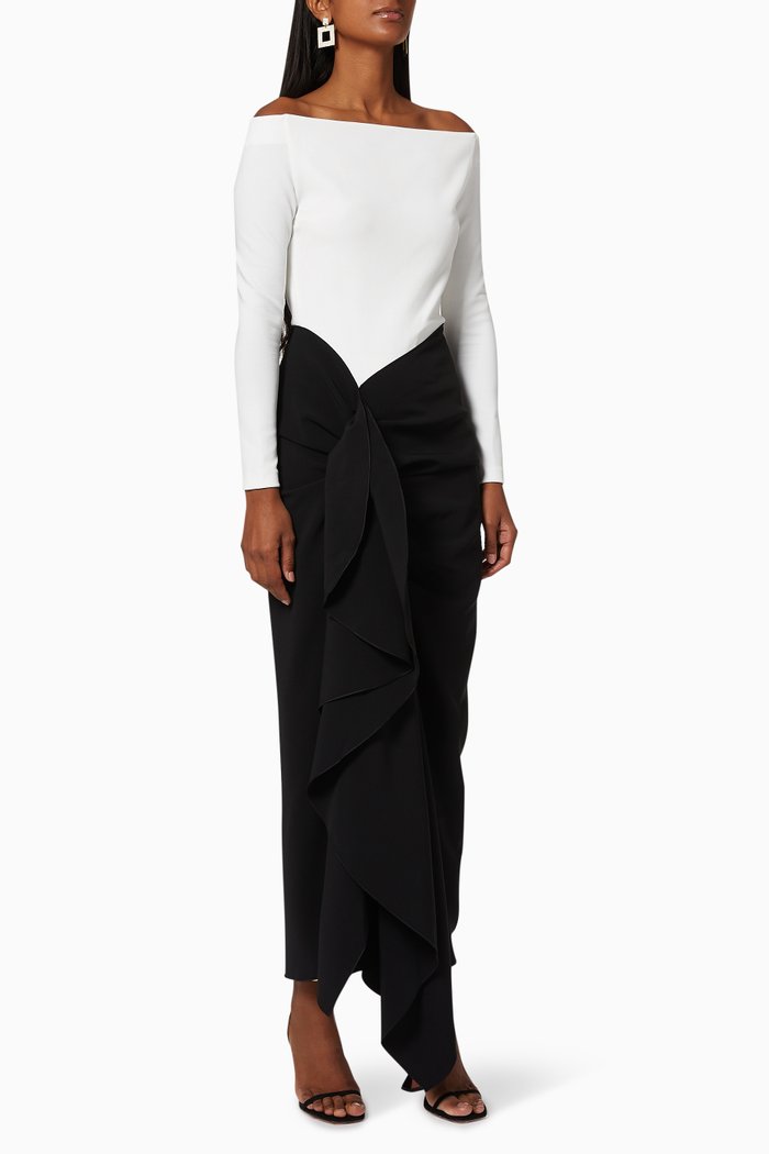 

Lotus Ruffle Knot Midaxi Dress, Black