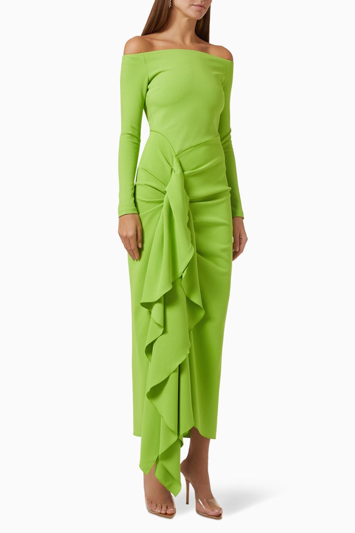 

Lotus Ruffle Knot Midaxi Dress, Green