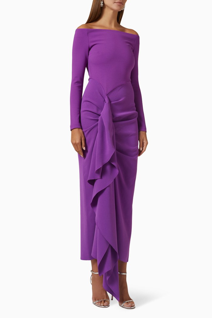 

Lotus Ruffle Knot Midaxi Dress, Purple