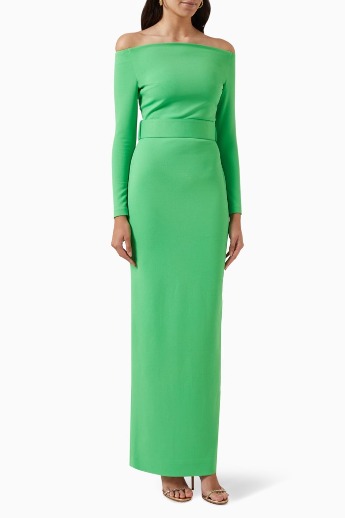 Sabina Off Shoulder Maxi Dress, Green