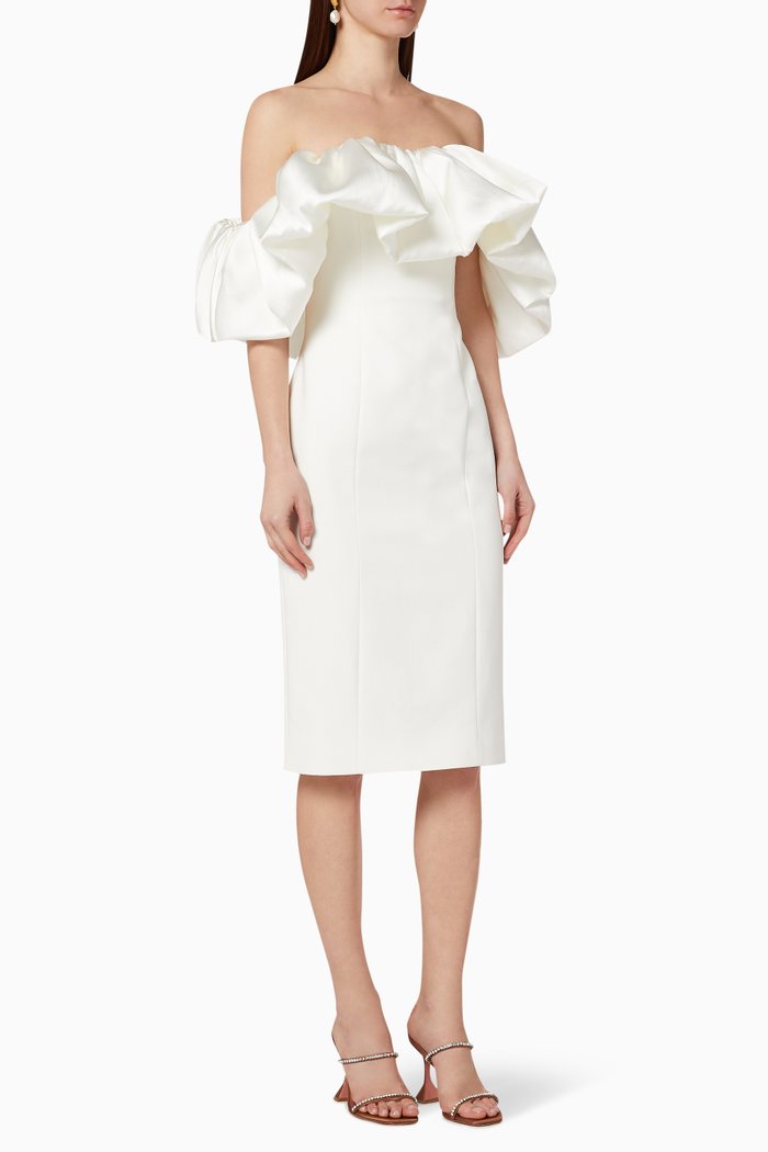 Raina Off Shoulder Midi Dress, White