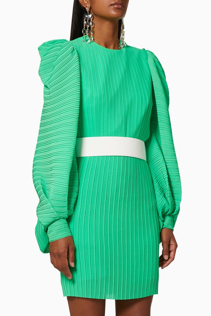 

Marina Pleated Chiffon Dress, Green