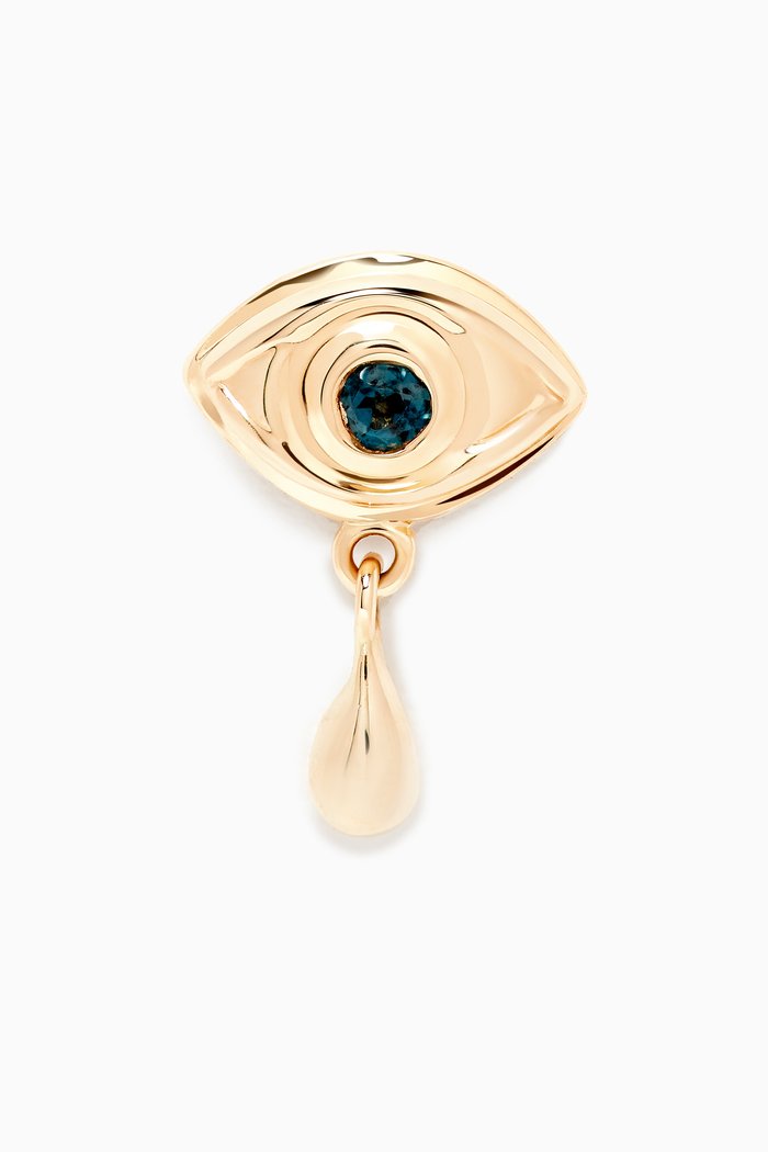 

Eye Blue Topaz Single Stud in 14kt Yellow Gold