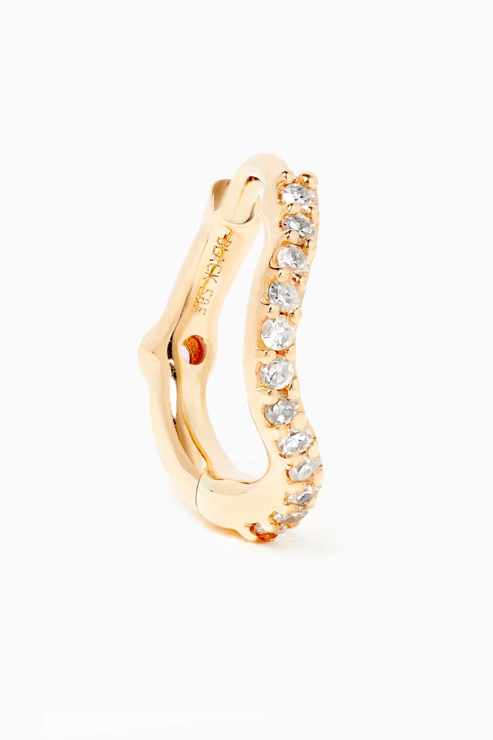 

Wave Diamond Single Huggie in 14kt Gold, Yellow