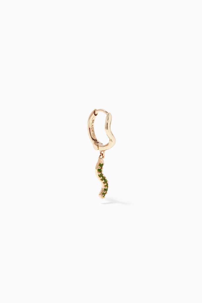 

Kismet Green Stone Single Huggie in 14kt Yellow Gold