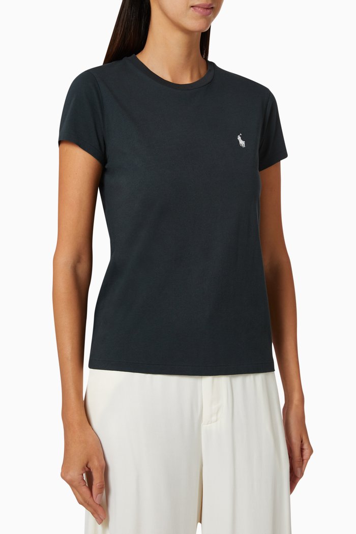 

Cotton Jersey Crewneck T-Shirt, Black