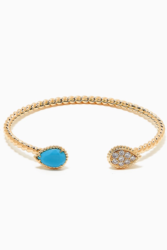 

Serpent Bohème Double S Motif Diamond Bracelet with Turquoise in 18kt Yellow Gold