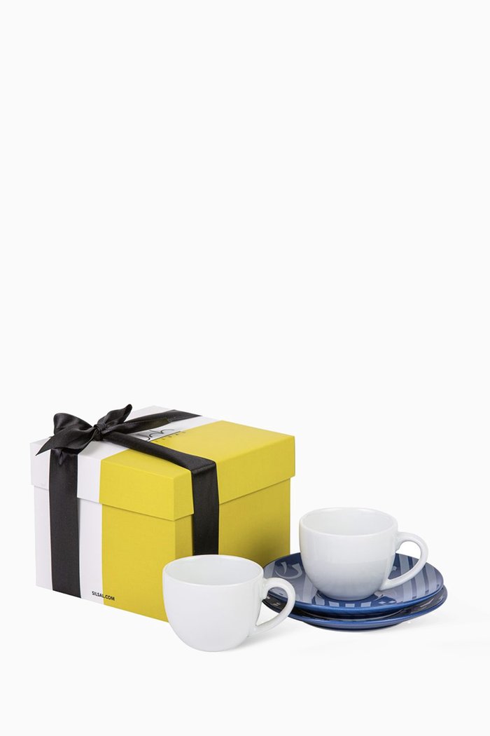 Ghida Espresso Cup & Saucer Gift Box , Set of 2, Multicolour