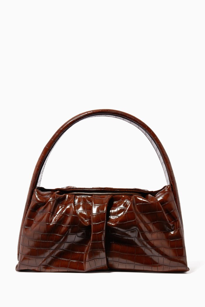 

Hera Shoulder Bag in Croc Vegan Leather, Brown