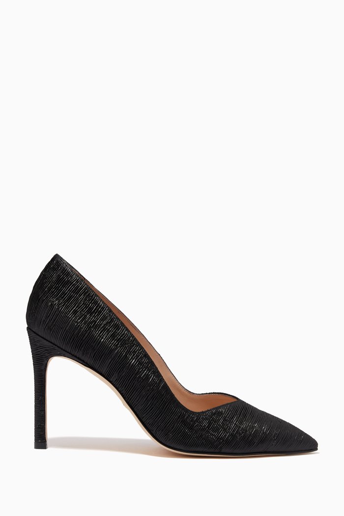 

The Anny 95 Pumps in Pleated Fabric, Black