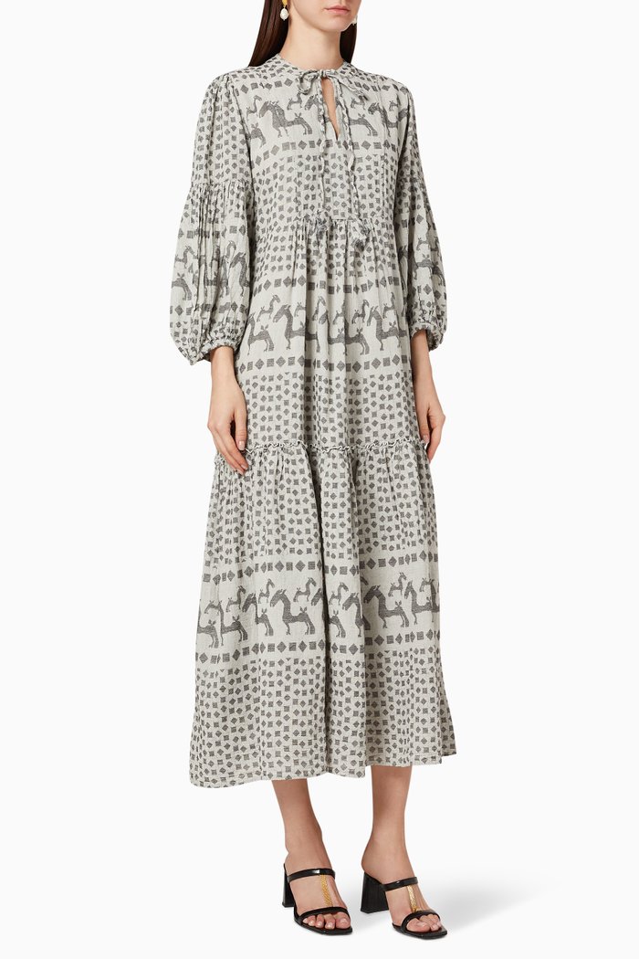 Zakar Patterned Maxi Dress, Black