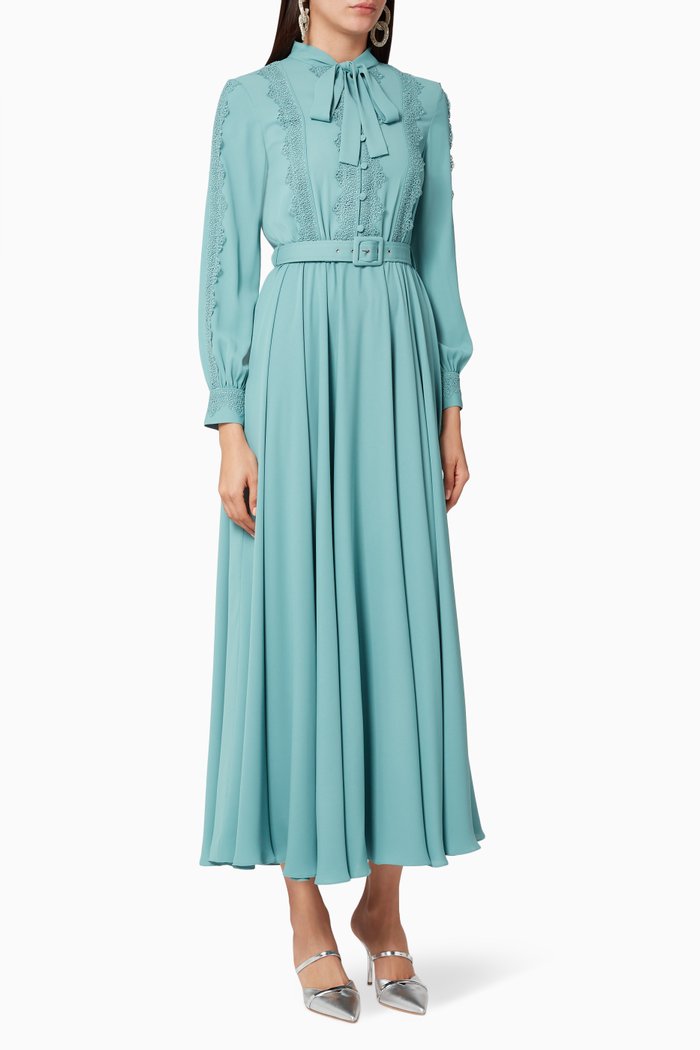 

Lace Belted Dress, Blue