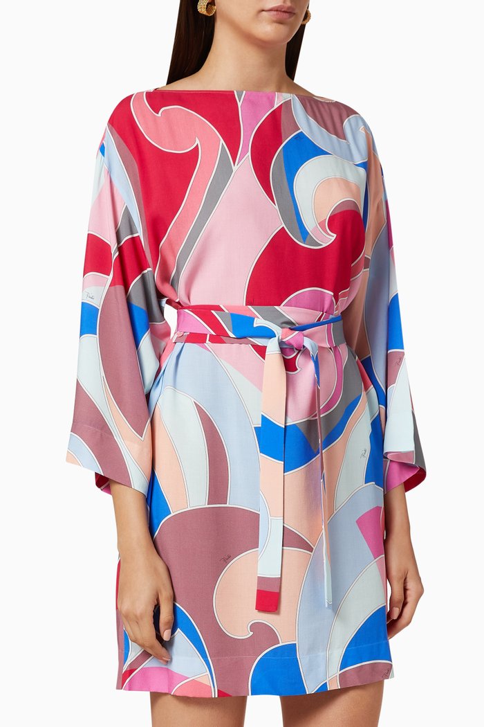 

Quirimbas Print Belted Dress, Pink