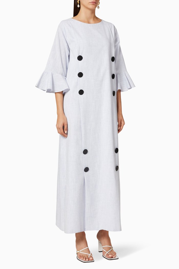 

Buttoned Linen Dress, Blue