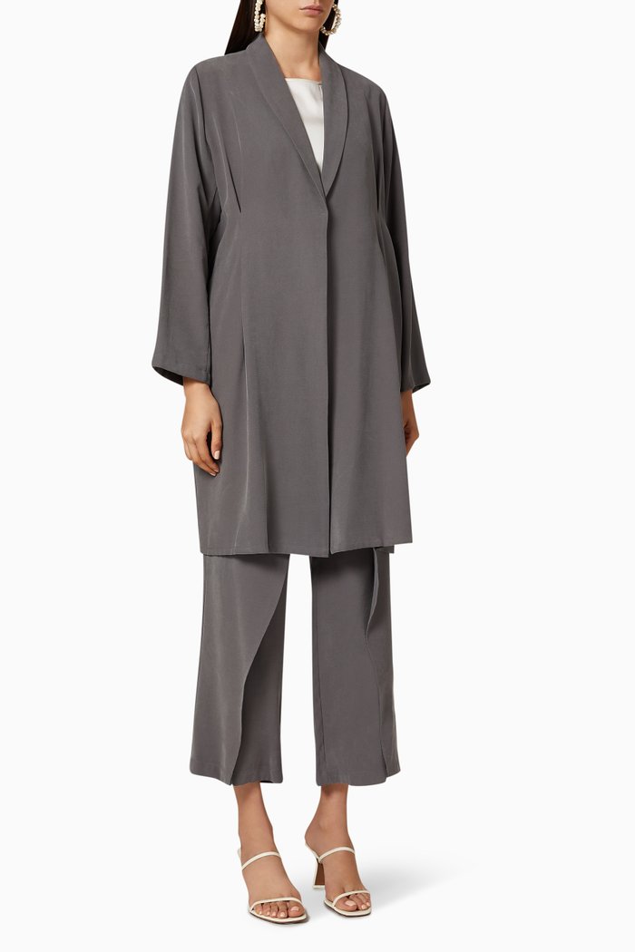 

Jacket & Overlapping Pants Set, Grey