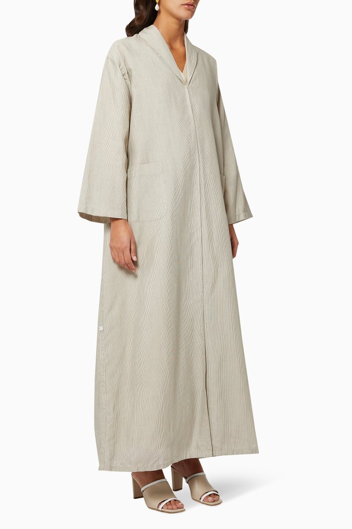 

Astrid Striped Jacket Abaya, Neutral