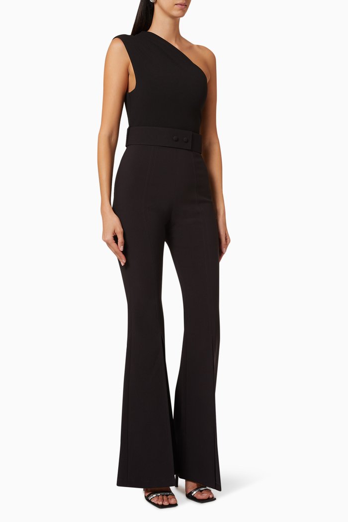 

Cleo One-Shoulder Jumpsuit, Black