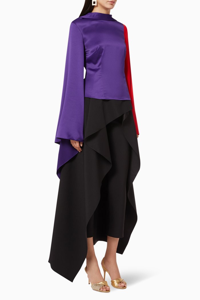 

Ali Colour Block Satin Top, Purple