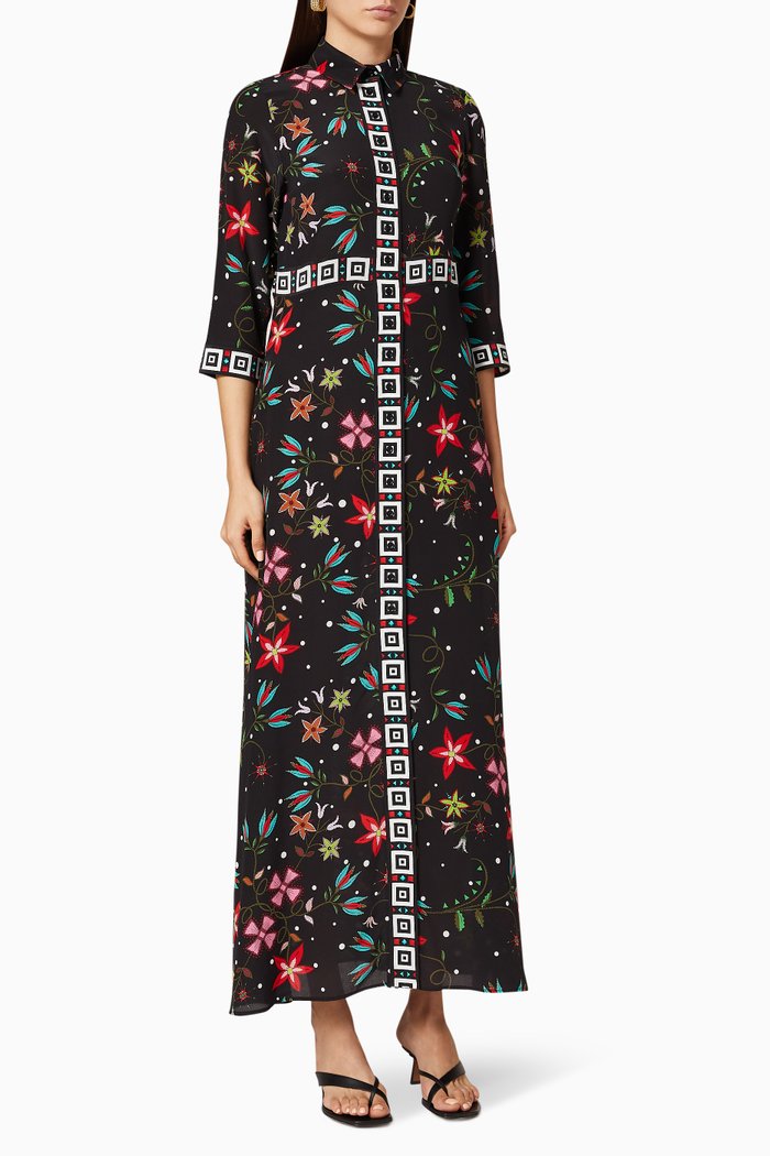 

Long Silk Shirt Dress, Black