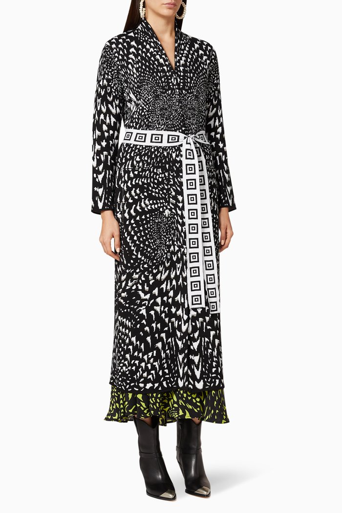 

Jacquard Knit Duster Jacket, Black