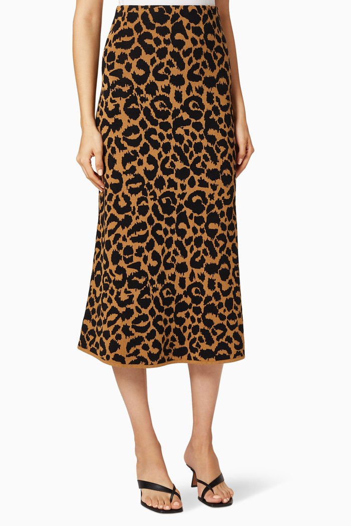 

Ikat Jacquard Midi Skirt, Brown