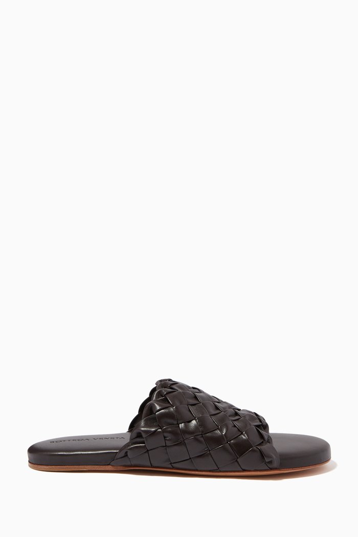 

Intrecciato Slide Sandals in Nappa Leather, Brown