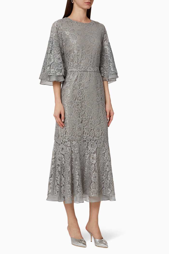 

Lace Belted Dress, Grey