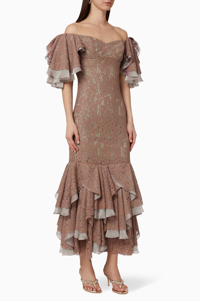 Lace Ruffle Dress, Pink