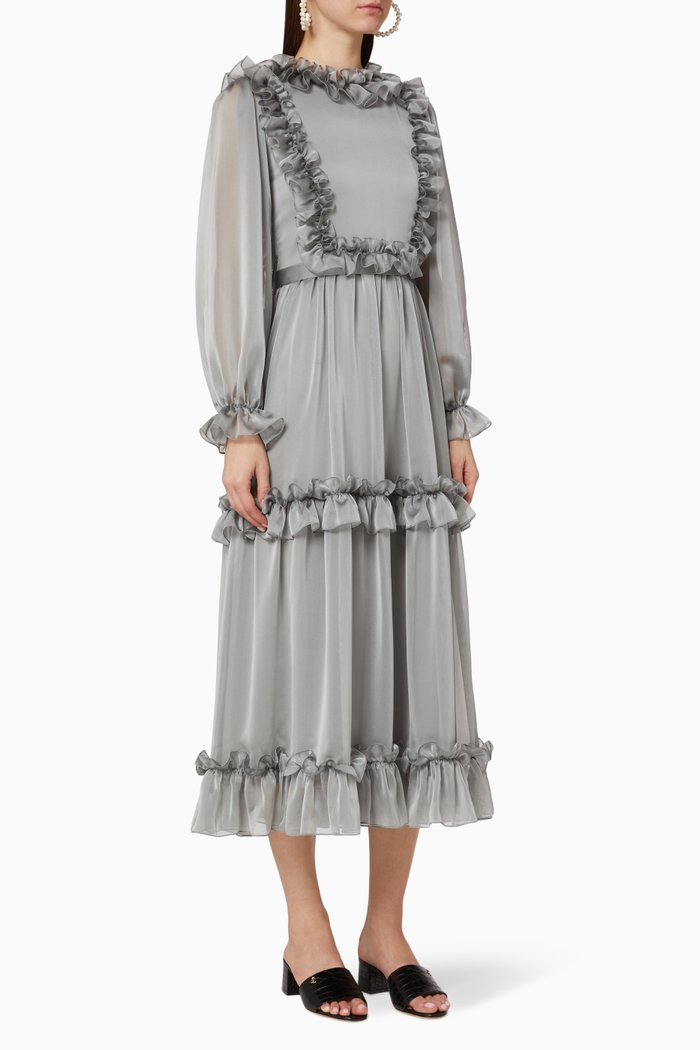 

Chiffon Frill Dress, Grey