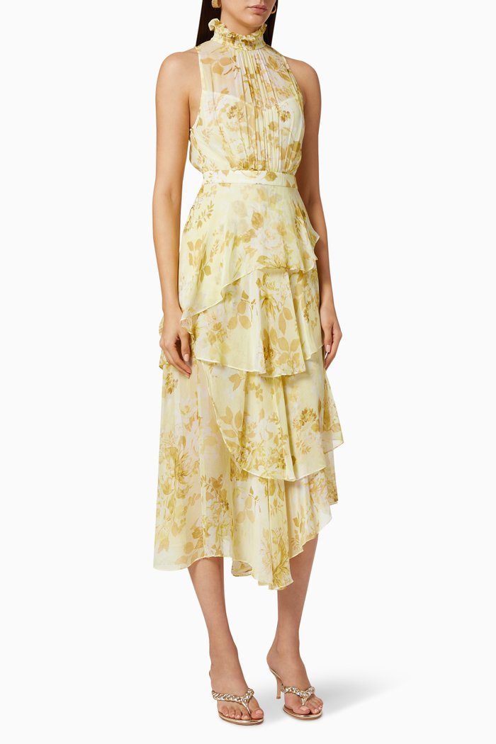 

Leticia Tiered Midi Dress, Yellow