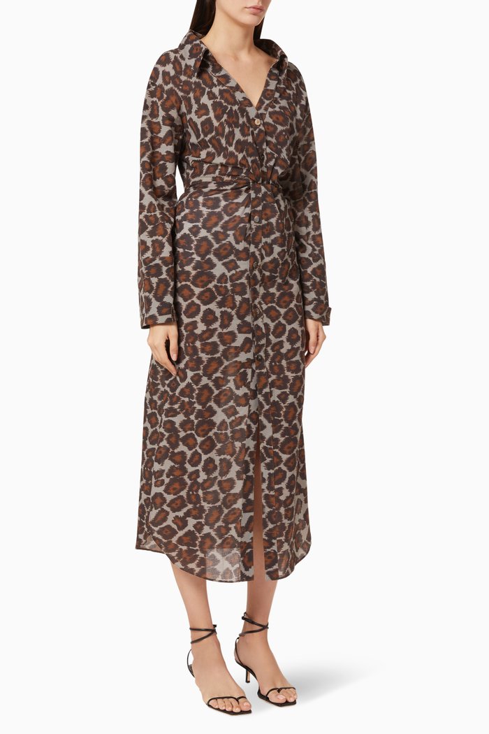 Ayse Twist Front Cotton Dress, Multicolour