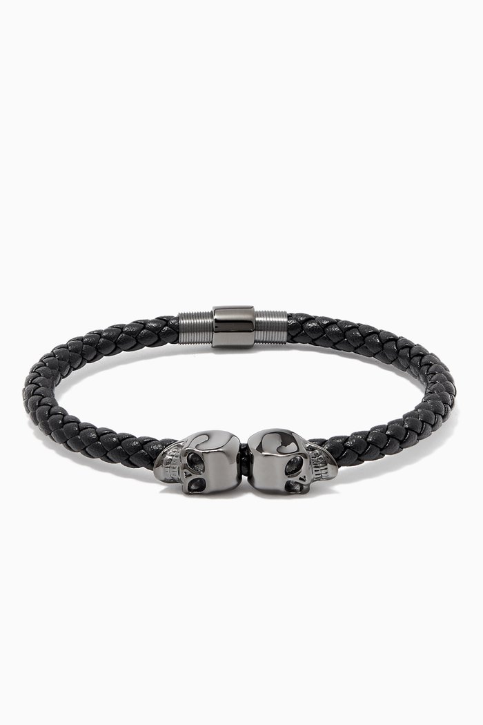 

Twin Skull Bracelet in Nappa & Gunmetal, Grey