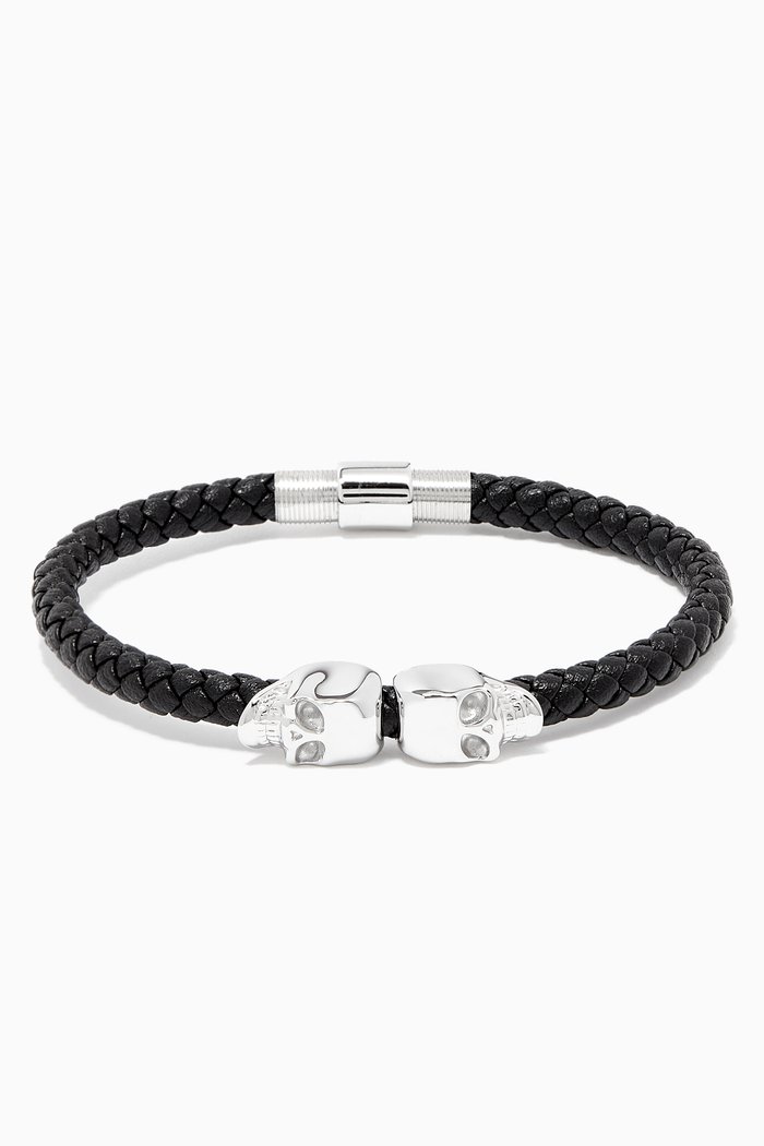 

Twin Skull Bracelet in Nappa & Silver