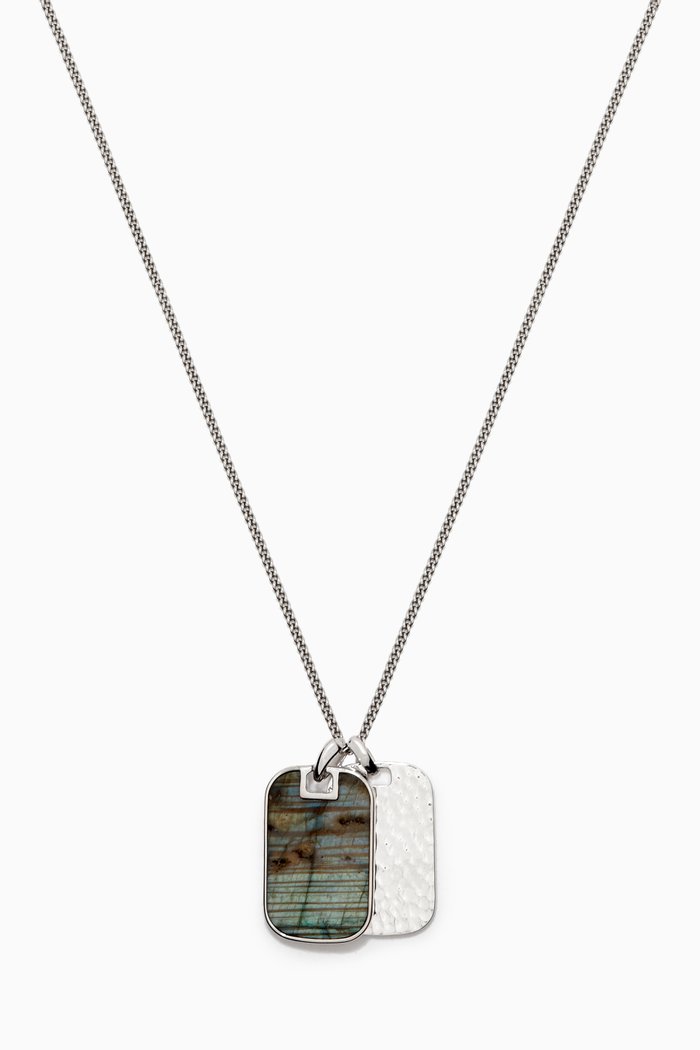 

Labradorite Twin ID Tag Necklace in Oxidised Silver