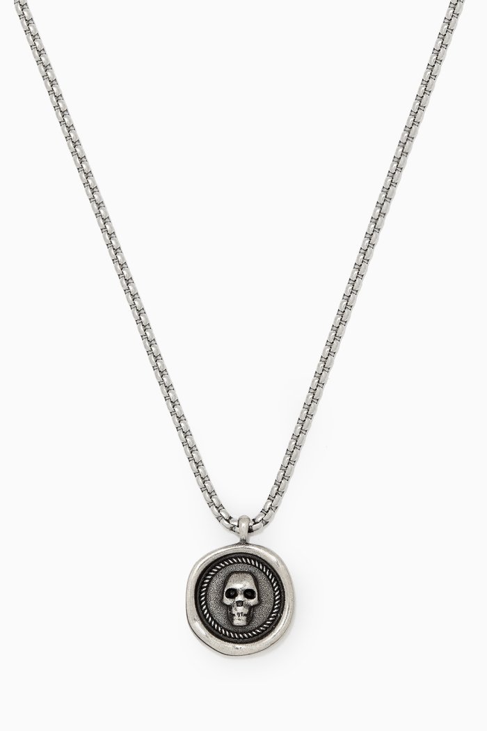 

Atticus Skull Seal Necklace in Silver