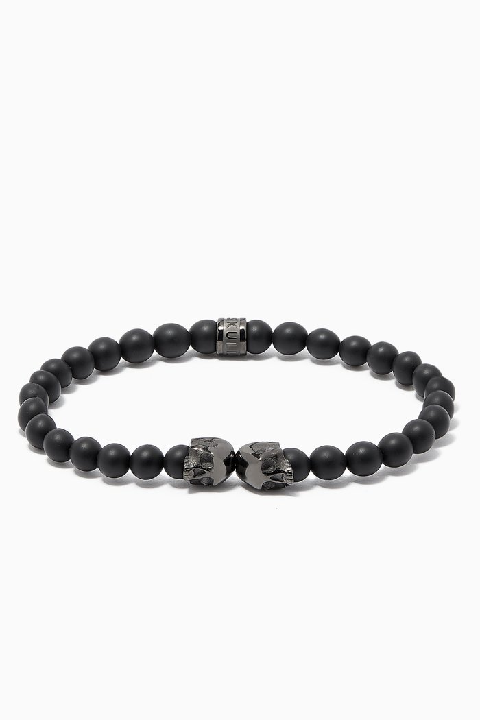 

Medius Twin Skull Bracelet in Gunmetal, Grey