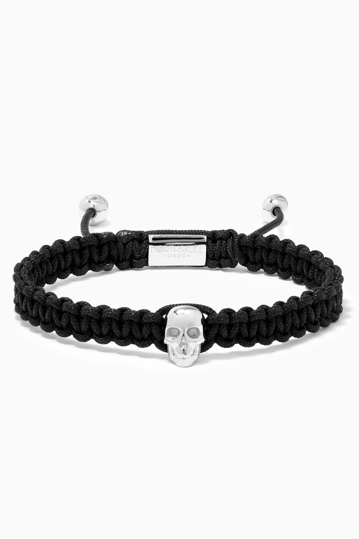

Atticus Skull Macramé Bracelet in Silver