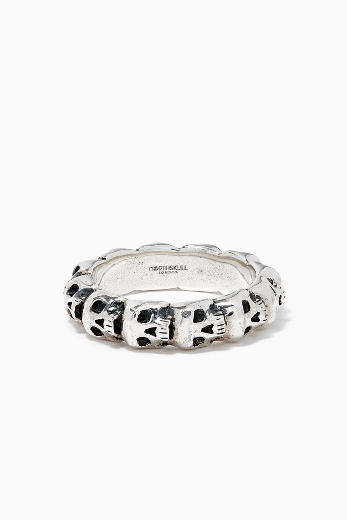 

Medius Skull Band Ring in Oxidised Silver