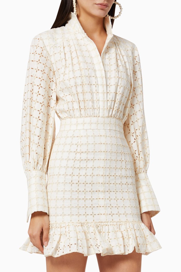 

Penelope Balloon Sleeve Mini Dress, Neutral