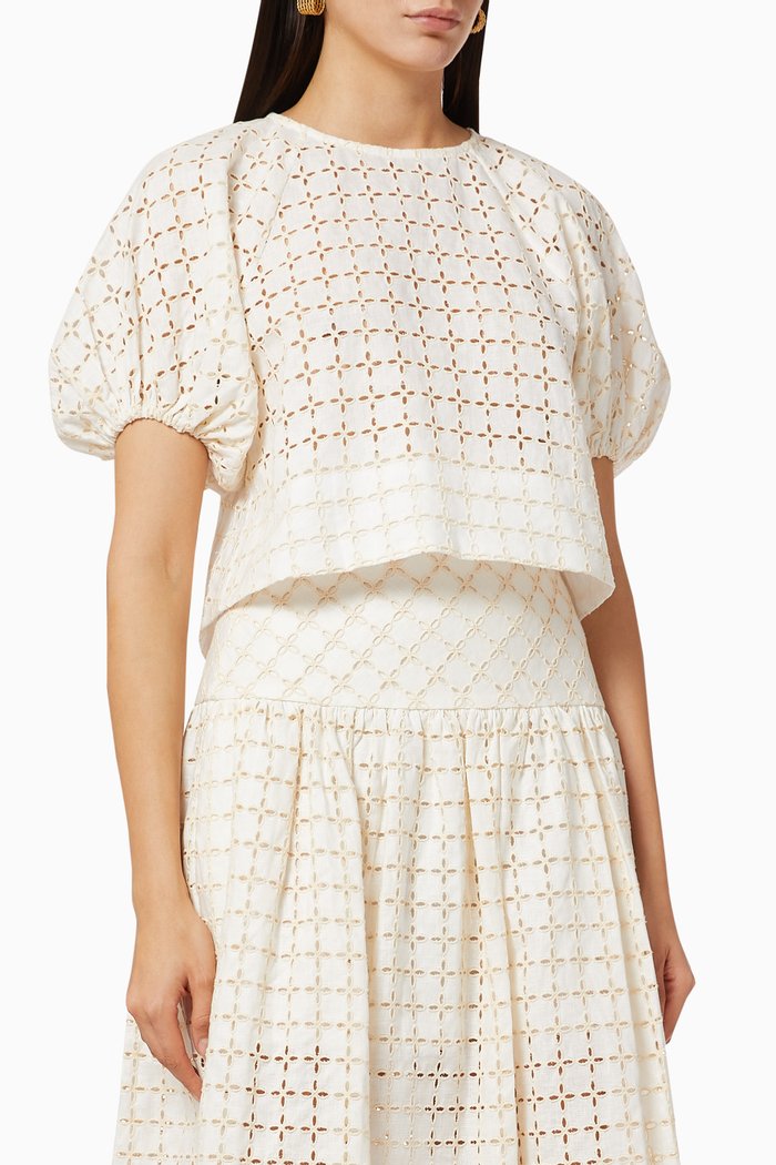 

Penelope Linen Balloon Sleeve Top, Neutral