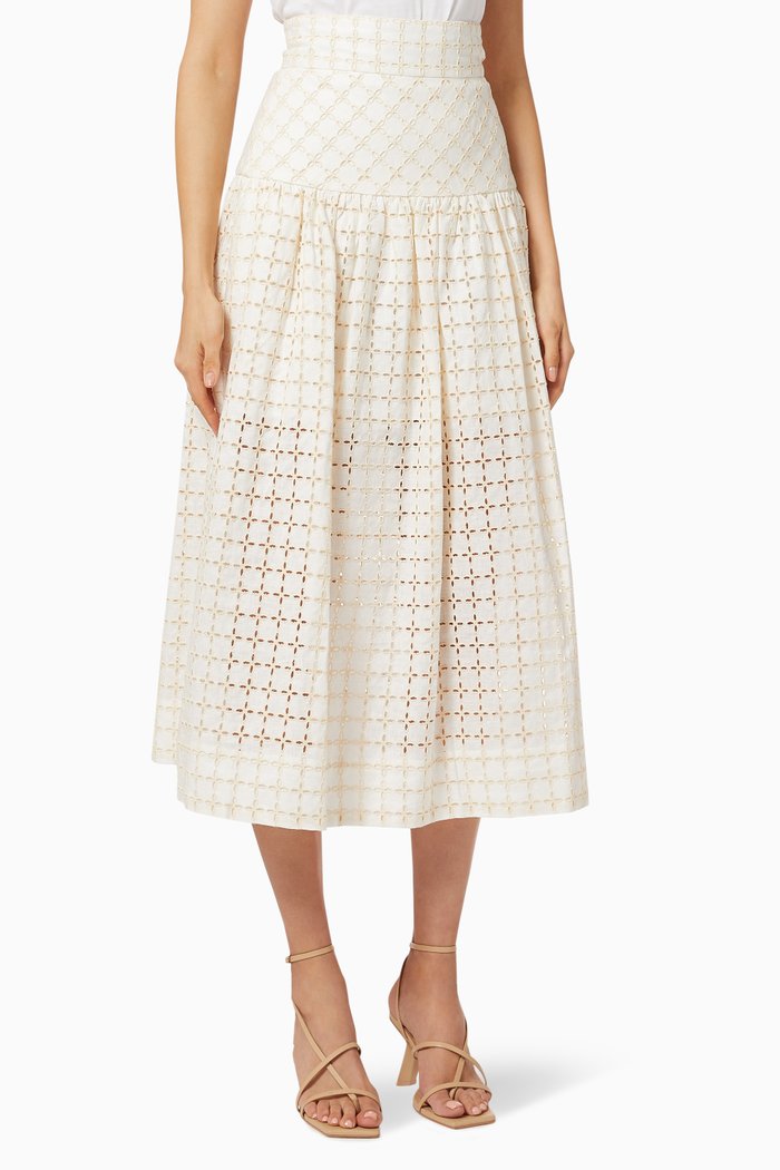 

Penelope Linen Midi Skirt, Neutral