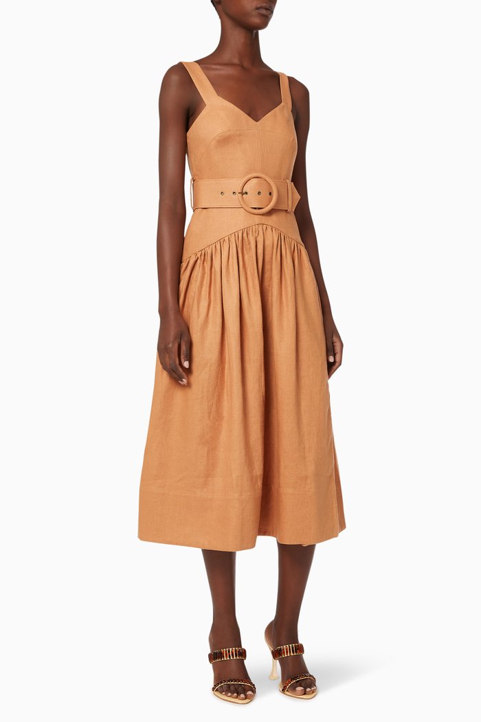 

Rosa Linen Midi Dress, Neutral