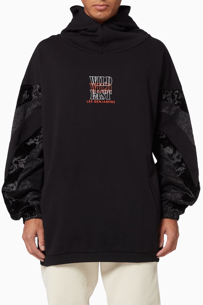 

Wild Wild East Oversized Cotton Hoodie, Black
