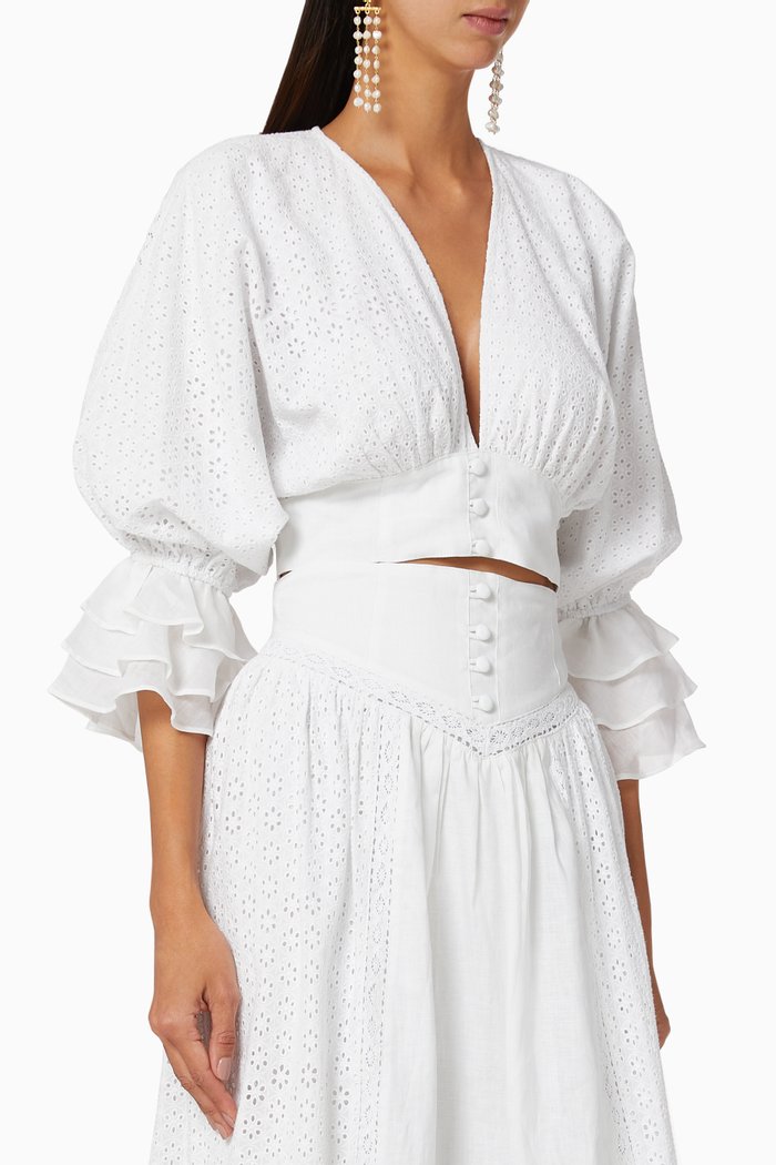

Mira Linen Crop Top, White