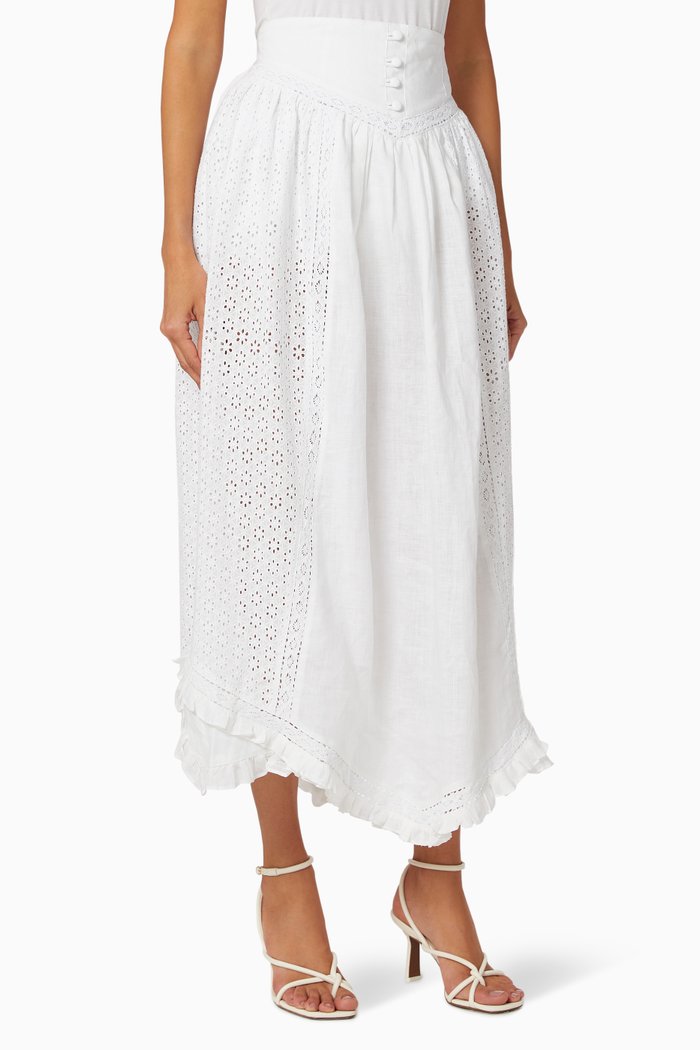 

Brydie Linen Midi Skirt﻿, White