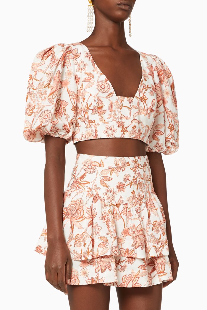 

Carolina Linen Blend Crop Top, Multicolour